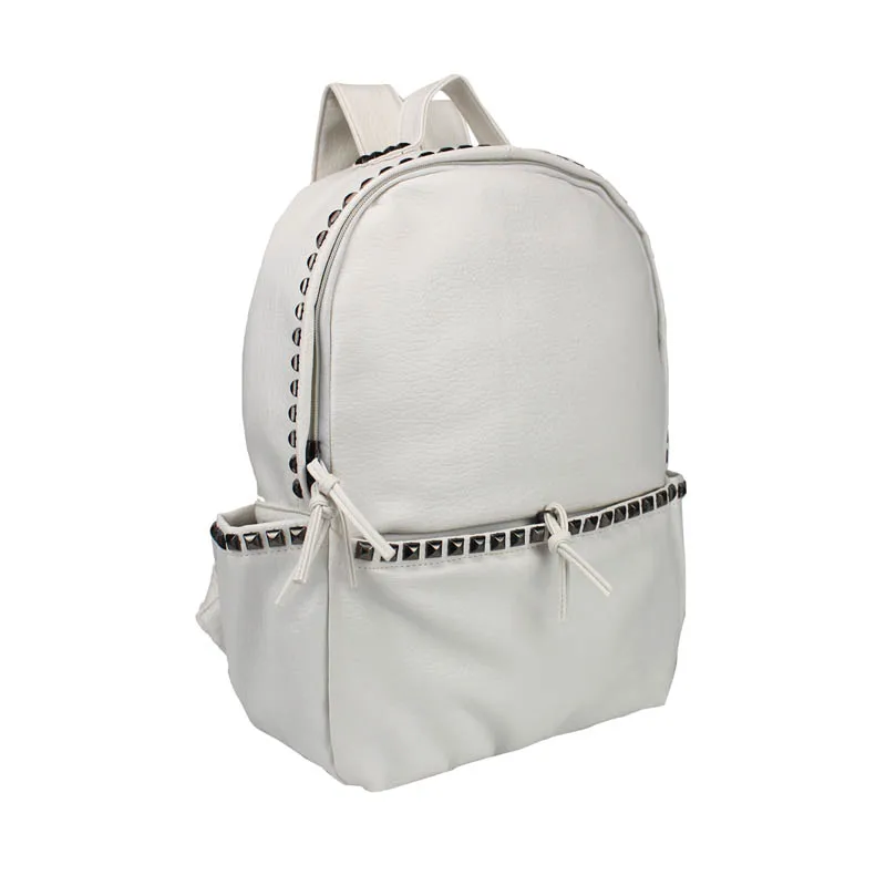 Fashion PU Leather Rivet Backpack Women s Backpacks for Teenage Girls Ladies Bags with Zippers Bags