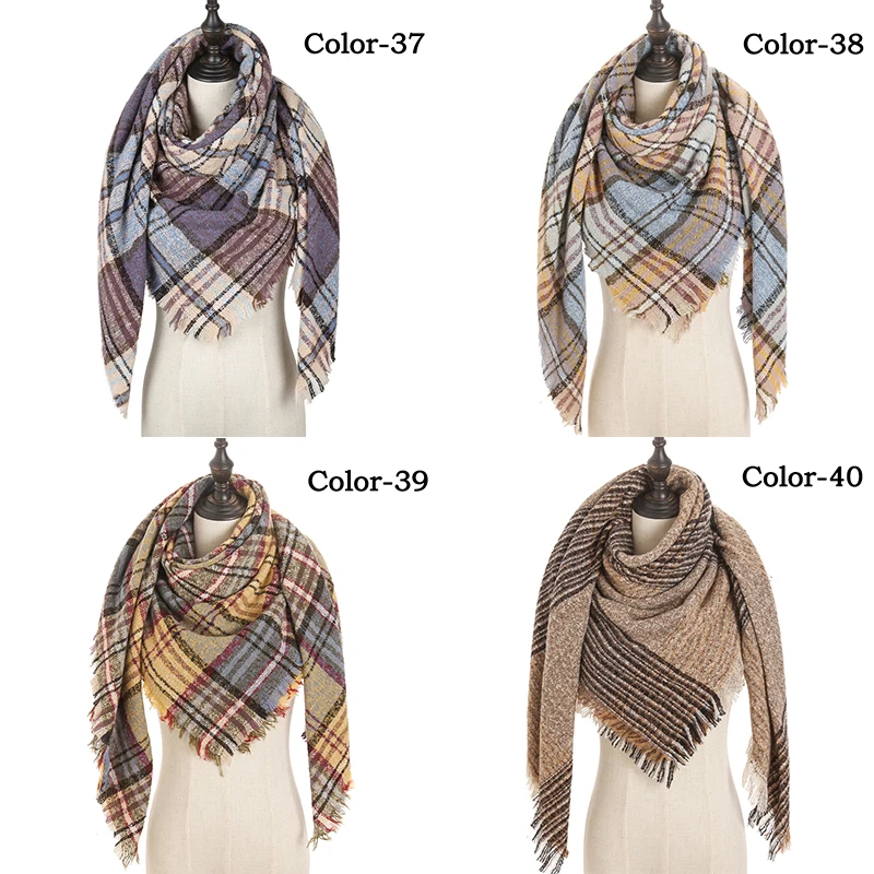 2021 new Cashmere Scarf For Women Plaid Knitted Triangle Pashmina Winter Warm Shawl Wraps Bufanda Female Soft Neck Echarpe