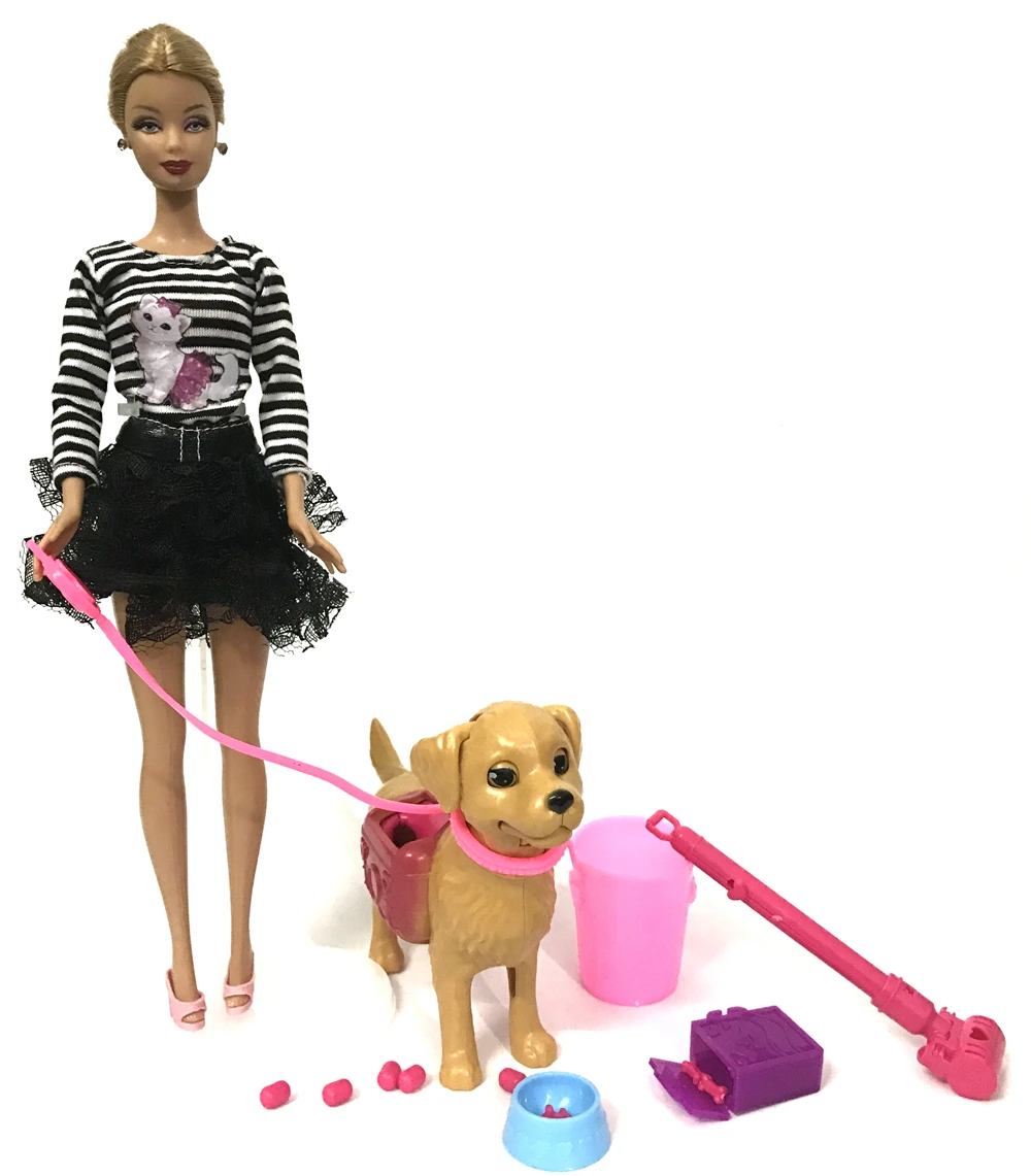 NK One Set Plastic Dog Pet For Barbie Doll Girl Dollhouse Furniture Funny 1:6 Doll Training Accessories Clean Toys Bone DZ NK One Set Plastic Dog Pet For Barbie Doll Girl Dollhouse Furniture Funny 1:6 Doll Training Accessories Clean Toys Bone DZ