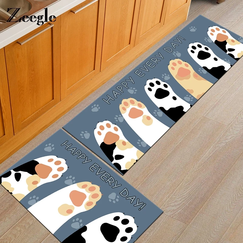 Zeegle Cat Palm Printed Carpets For Living Room Anti-Slip Bedroom Floor Mats Bedside Rugs Absorbent Mats For Hallway Kitchen Rug