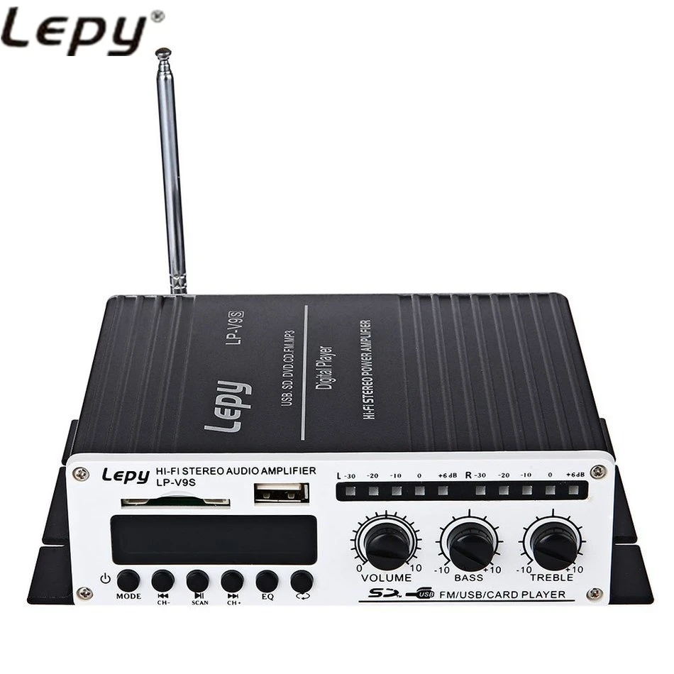 

Portable Lepy LP - V9S Multifunctional Mini Car Hi-Fi Stereo Output Power Amplifier Support FM Loudspeaker Remote Control