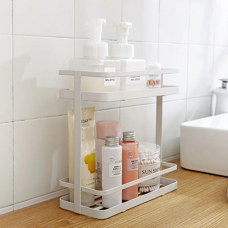  Iron Art Makeup Organizer Two-Layers Box Cosmetic Organizer Makeup Box Makeup Storage rack Bathroom
