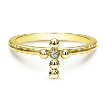 

Huitan Cross Shaped Ring Noble Gold Color Boho Stylish Simple Cross Design Women Accessory Ring Wholesale Lots&Bulk Dropshipping