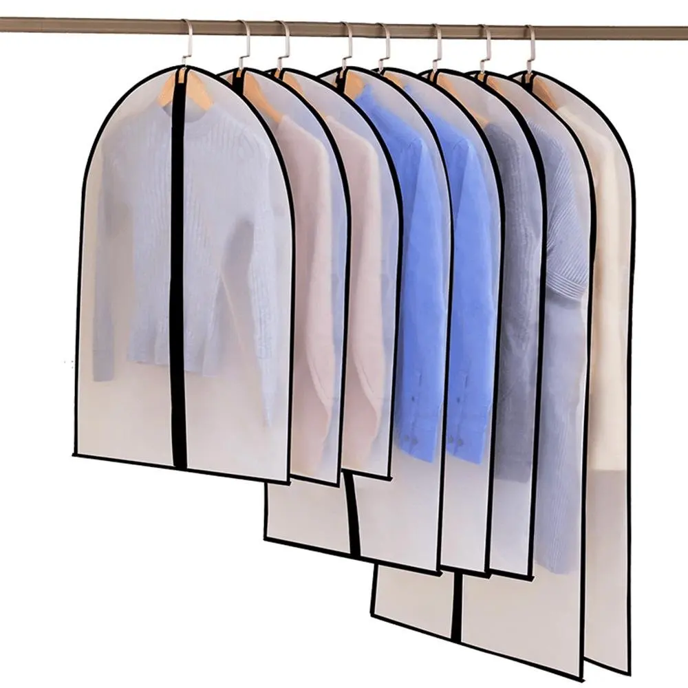 

Clothing Dust Cover with zipper Hanging Garment Bag EVA Clear hanging storage wardrobe closet organozer for Closet Storage