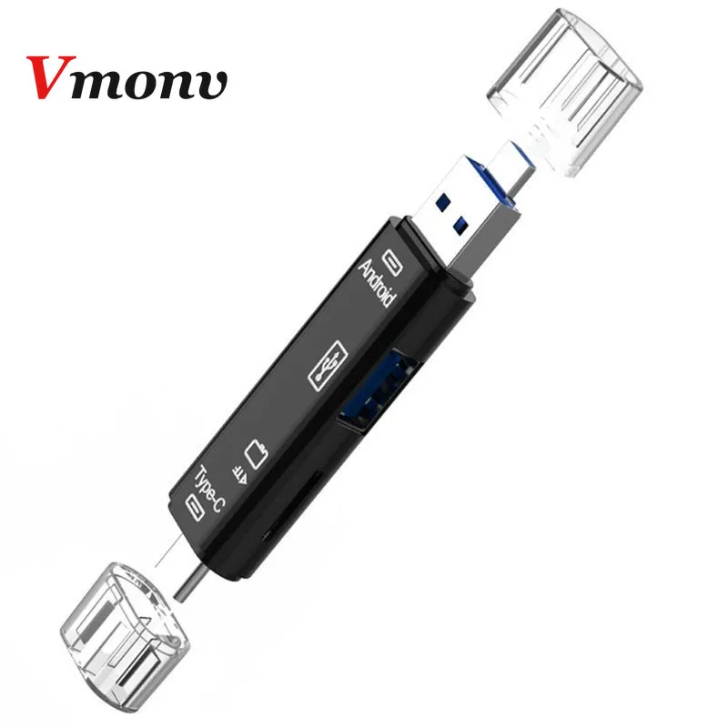 Vmonv 3 в 1 картридер Type C высокоскоростной USB 2 0 TF Micro SD адаптер для чтения карт OTG