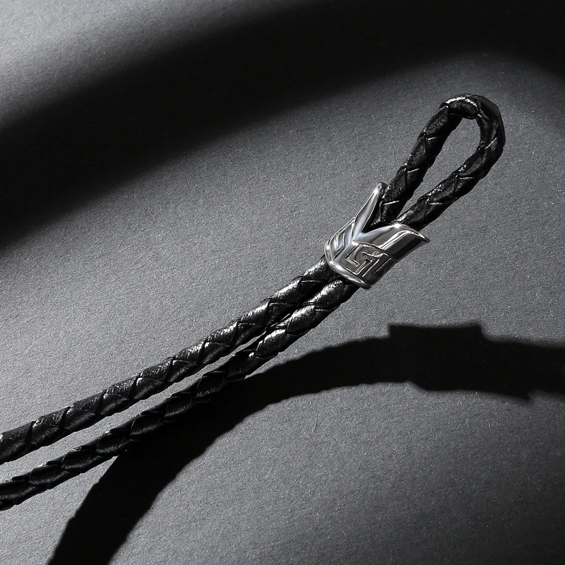 Mozo модная новинка года Для мужчин Jewelry черный двойной Слои кожаный браслет Нержавеющая сталь панк Шарм Цветок Простой браслет PS1038