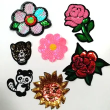 

3D flower sequins patches for clothing DIY Sew on animal patch bear Embroidery applique parche ropa