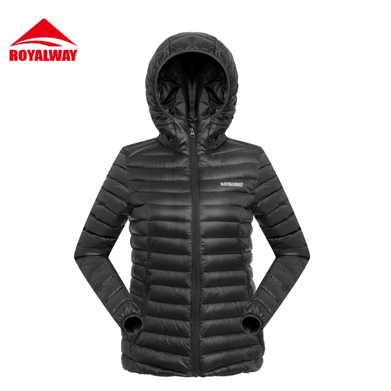 

ROYALWAY Winter Women Long Down Outwear Ultralight Hooded Warm J Rabbit Fur Collar High Quality #RFDL4187G