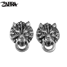 Zabra одноцветное Винтаж 925 стерлингов Серебряные серьги для Для женщин Для мужчин стимпанк рок Прохладный Волчья Голова Готический Bague Argent Модные украшения
