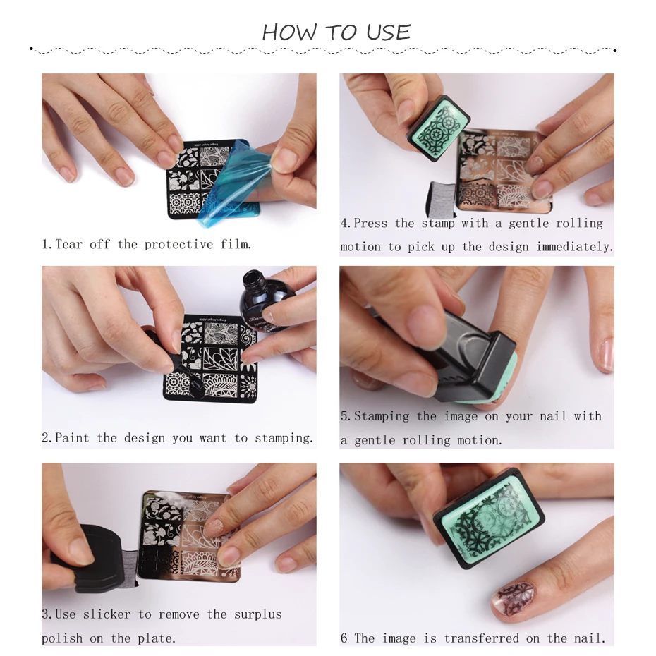 Conjunto de Mini Transferência de Ferramentas da Arte para Unhas Template + 1 Dedo Angel 6*8 Unha Carimbar Placas Stamper Faça Você Mesmo B001-010 10 Pcs 8 Carimbar Placas Conjunto de Mini Prego Stamper