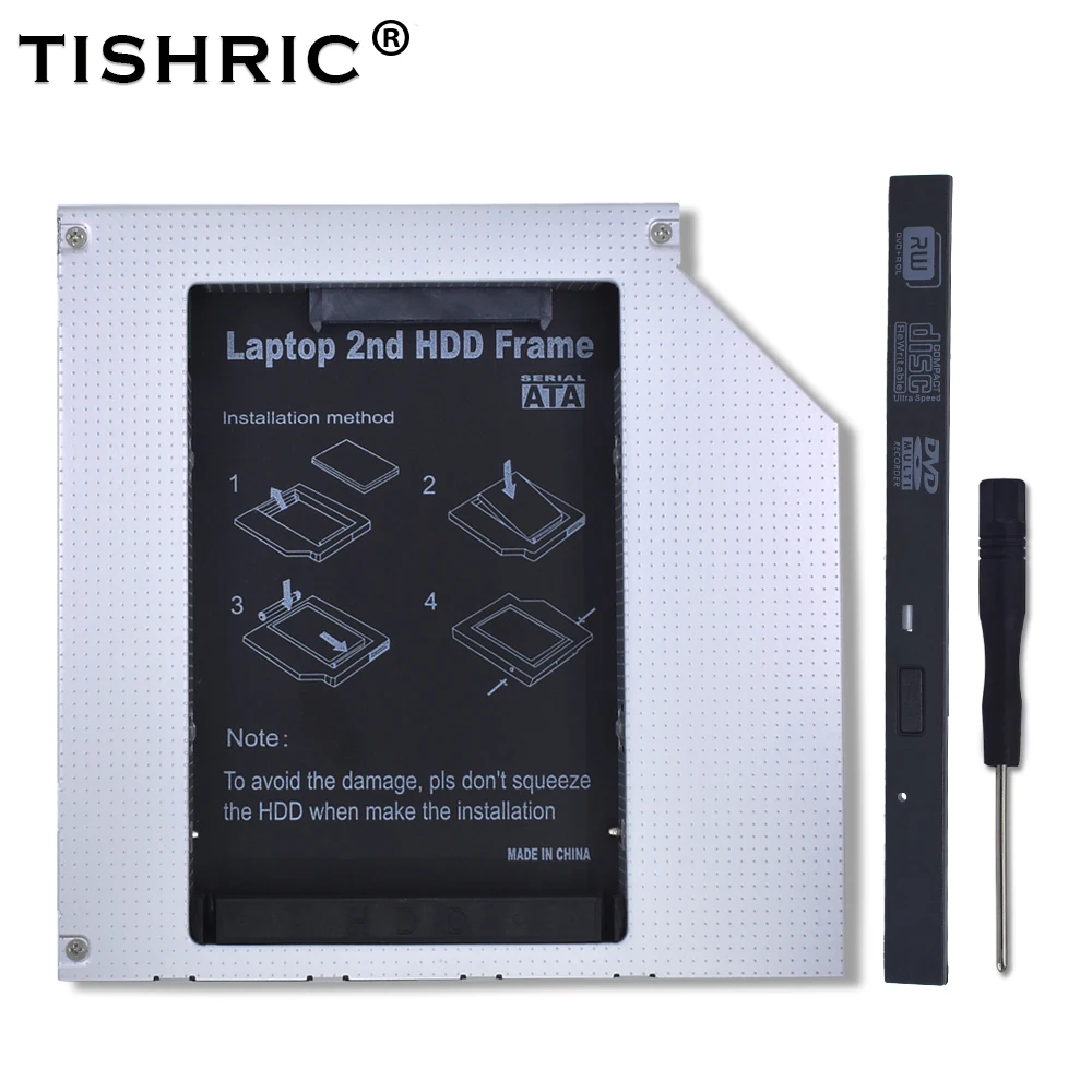 TISHRIC HDD Caddy 9,5 мм IDE адаптер DVD HDD корпус жесткого диска для 2,5 SSD чехол Optibay 9,5 мм CD-ROM Универсальный алюминиевый