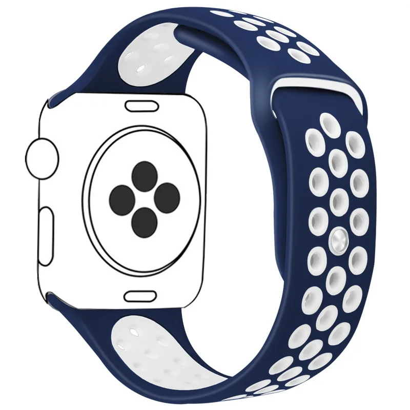 DeepBlue White Силиконовый ремешок для наручных часов Apple Watch, версии 40/44/42/38 мм для ремешок для часов аpple для наручных часов iwatch, ремешок Nike мл размерного ряда 1/2/3/4 - Цвет: DeepBlue White