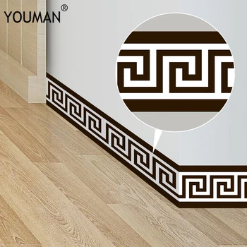 

New Product 10*200cm Geometric Pattern Waist Lines Self -Adhesive Waterproof Removable Wall Border Stickers for Home Decoration