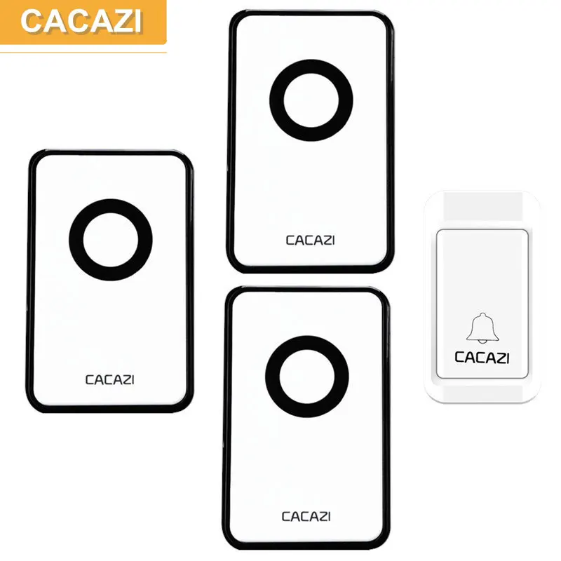 

CACAZI No battery wireless Doorbell 38 ringtones 1 transmitter 3 Receivers 120M AC battery-free Waterproof cordless door chime