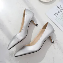 New Women Pumps Shoes Concise PU Leather Pointed Toe Slip-On 5cm Thin High Heel Shallow Sexy Lady Casual Female Shoes Plus Size lin king plus size square heel women pumps genuine leather slip on pointed toe high heel shoes lady sexy outdoor plarform shoes