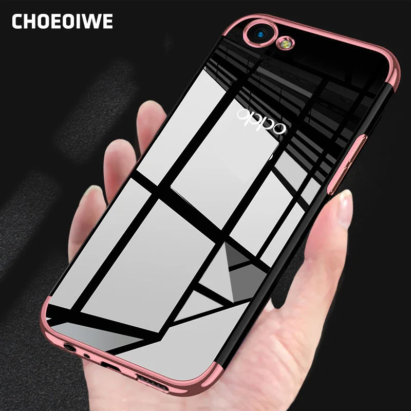 

CHOEOIWE Transparent Cover for OPPO A83 F5 F7 A73 A57 A59 A79 Plating Soft Case Covers for OPPO F7 A73 Slim Silicone Shell Coque