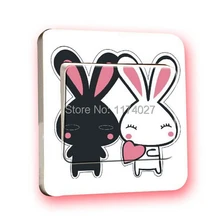 Free Shipping Creative Black and white rabbit Switch Stickers Wall Stickers Home Decoration Bedroom Parlor Decoration
