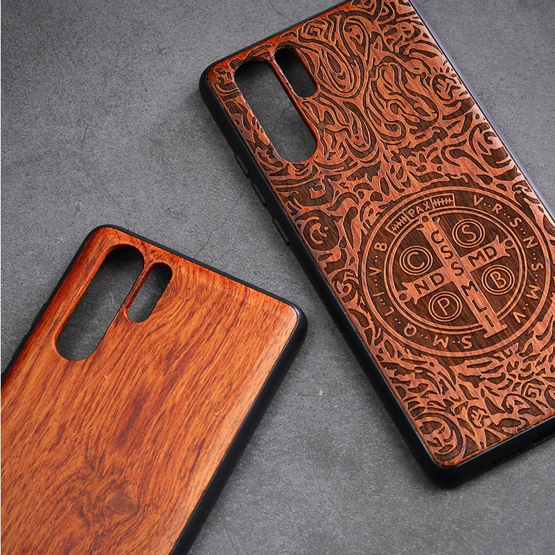 Huawei P30 Pro Case Boogic Original Real Wood funda P30 Pro Rosewood TPU Shockproof Back Cover Phone Shell Huawei P30 case