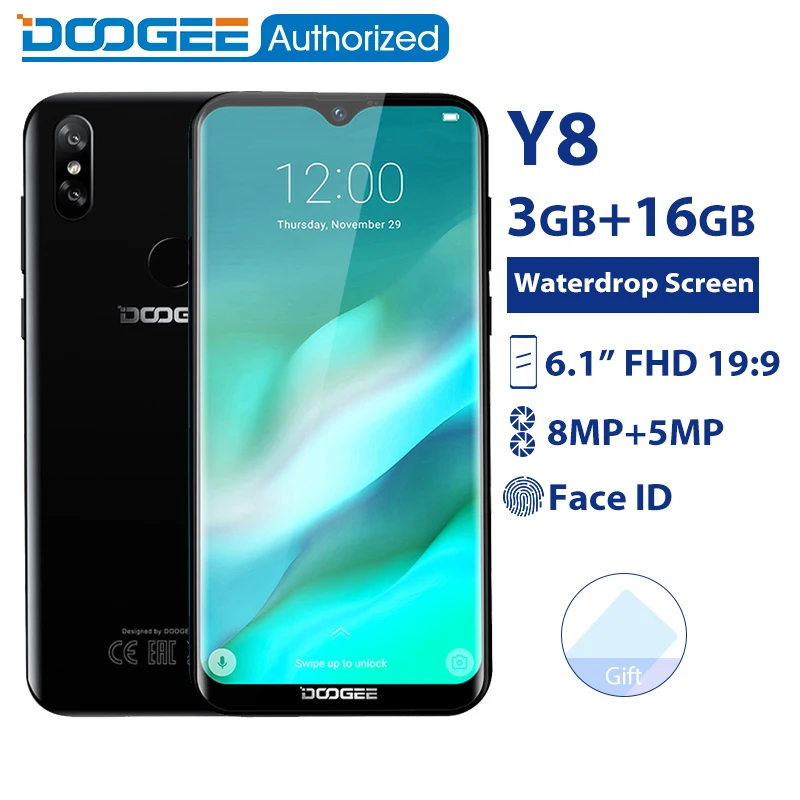 DOOGEE Y8 3 ГБ 16 мобильный телефон Android 9 0 6 1 дюймов FHD экран капля воды 19:9 полный