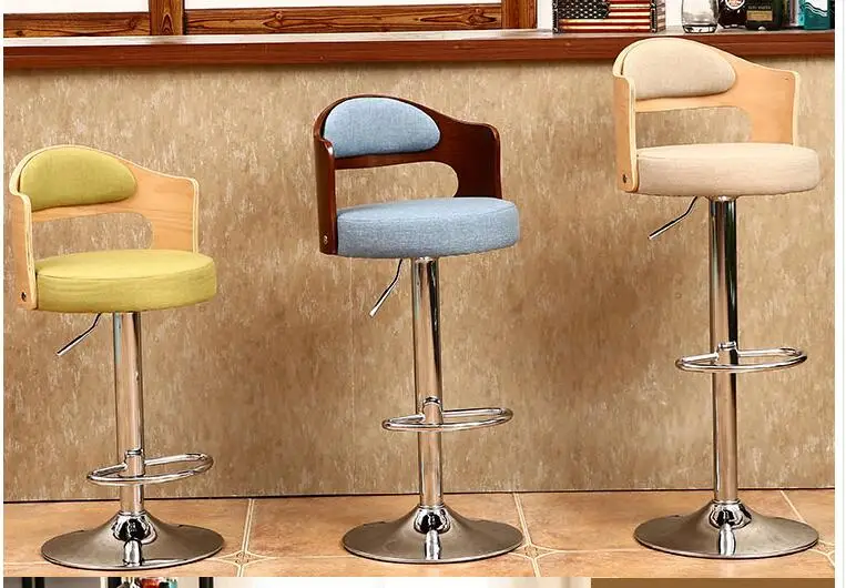 Bar chair solid wood Retro-back lift-rotating stool Front desk cashier Bar chair 012