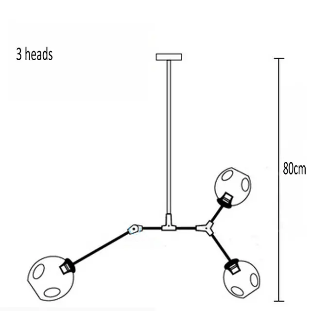 Черный золотой скандинавский креативный пузырьковый шар подвесной светильник Янтарный дымчатый серый стеклянный бра DIY Регулируемый подвесной светильник светодиодный для гостиной - Цвет корпуса: 3 Heads