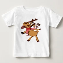 Christmas Little elk prints children's T-shirt funny deer boy and girl T-shirt cartoon little deer summer short sleeved MJ Christmas Little elk prints children's T-shirt funny deer boy and girl T-shirt cartoon little deer summer short sleeved MJ