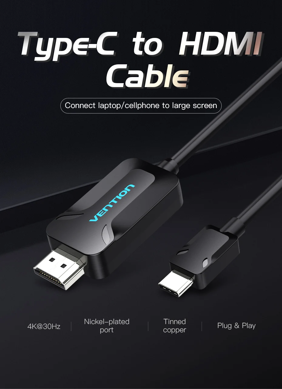 Vention USB C к Hdmi кабель Поддержка 4K* 2K для Macbook Google Pixel samsung S8 type-c к HDMI 1,8 M USB 3,1 type c к Hdmi адаптер