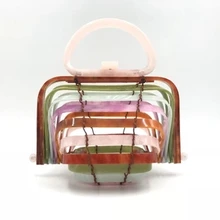 Новая брендовая Сумочка для отдыха на песчаном пляже, сумка из бамбукового плетения, акриловый кошелек, клатч, клатч, вечерние сумки