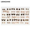 36 paire/ensemble mélange Style or argent couleur fleur boucles d'oreilles ensemble mignon émail étoile coeur boucles d'oreilles pour femmes fille mode bijoux ► Photo 1/6