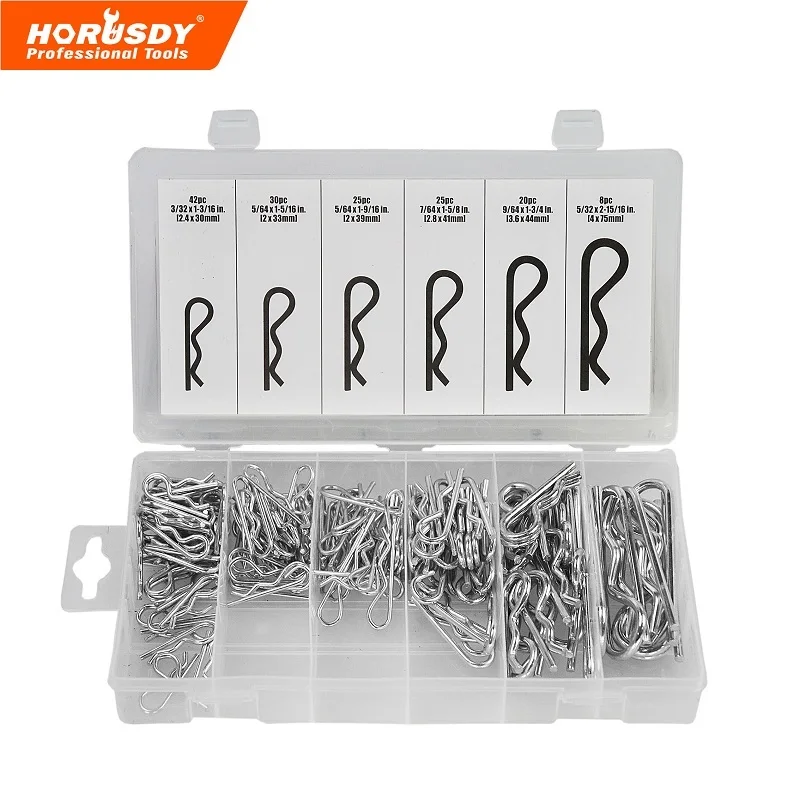 

HORUSDY 19029 Hitch Pin R Clip Assortment Kit 150pc Car Farm Trailer Lock F Pin