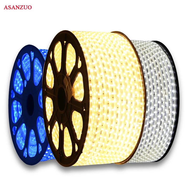 

50m&100m 110V 220V High voltage 5050 led flexible strip light waterproof IP65+3pcs power plug,60leds/m LED Light Strip