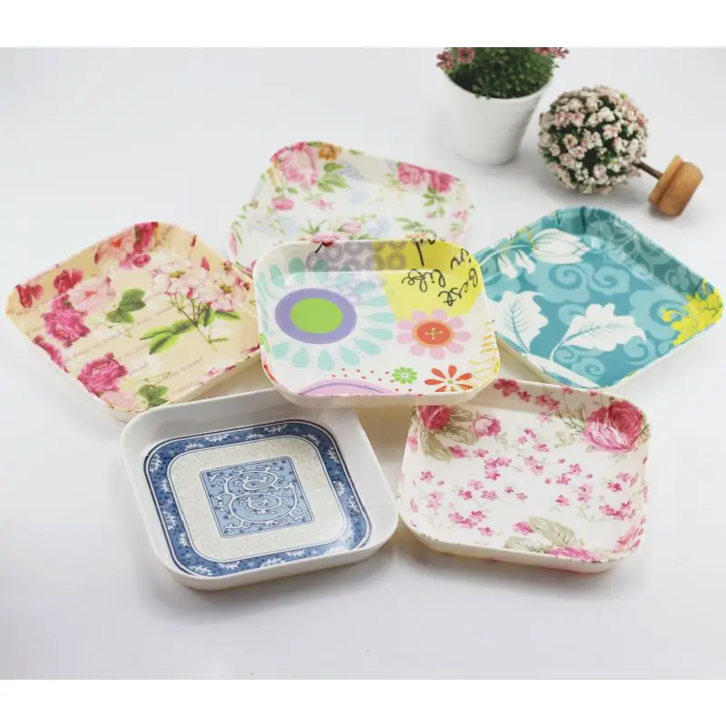 5pcs/lot Modern Square Dinner Plates Melamine NUTS Small Plate Plastic