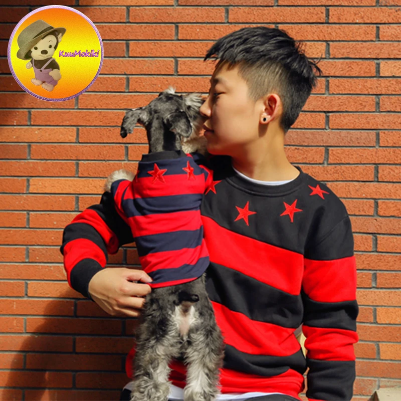 Hand Made XS 3XL Red black striped pets T shirt Puppy shirt shirts dog