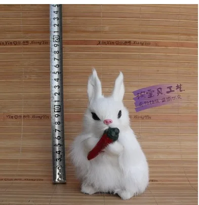 

new simulation white rabbit toy polyethylene&furs lovely sitting carrot rabbit model gift about 11x8x16cm 2003