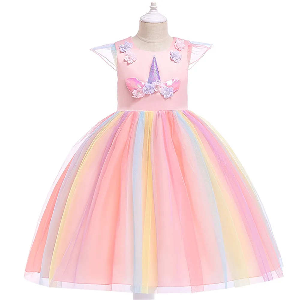 

Birthday Dress Fancy Girls Christmas Dress Unicorn Party Flower Girl Dress Elegant Costumes Summer Dresses for girl