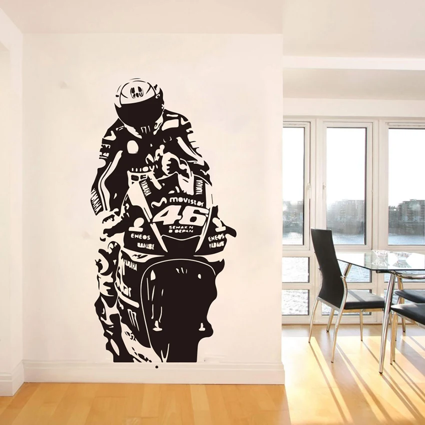 

Valentino Rossi 46 Motor Race Wall Decal Boy Room Kids Room Motorcycle Racing Sport Wall Stickers Mural Living Room Decor J039