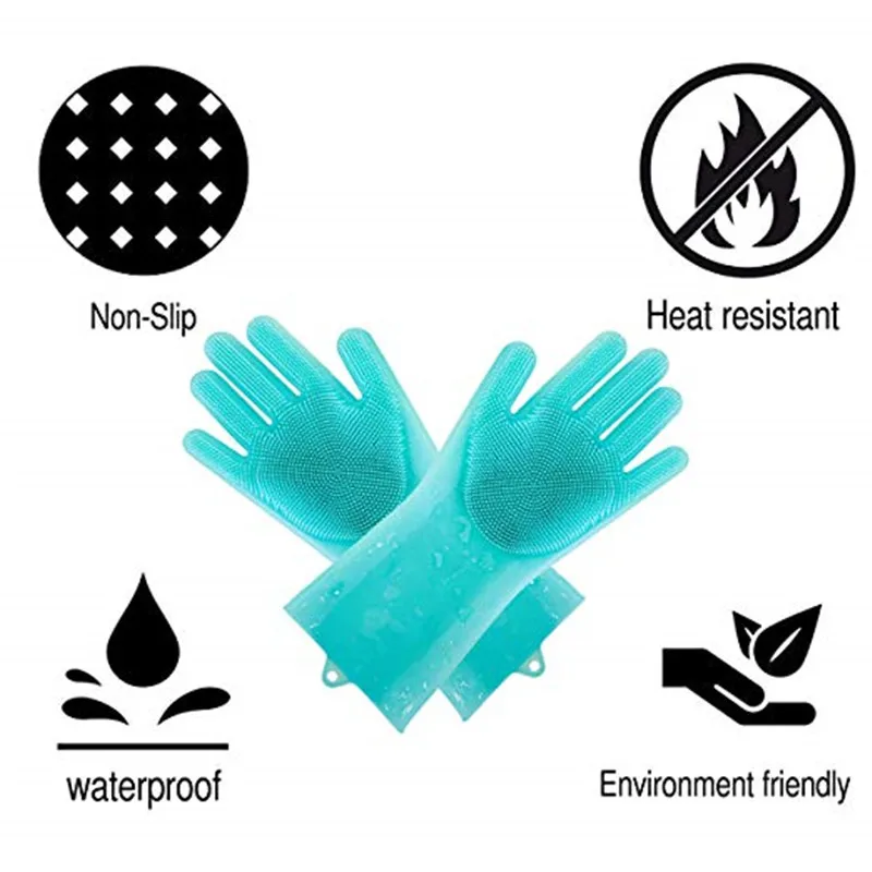 Magic Silicone Scrubber Rubber Cleaning Gloves Kitchen Accessories Dishwashing Scrubbing Gloves Tools for Cleaning Car Pet Brush17