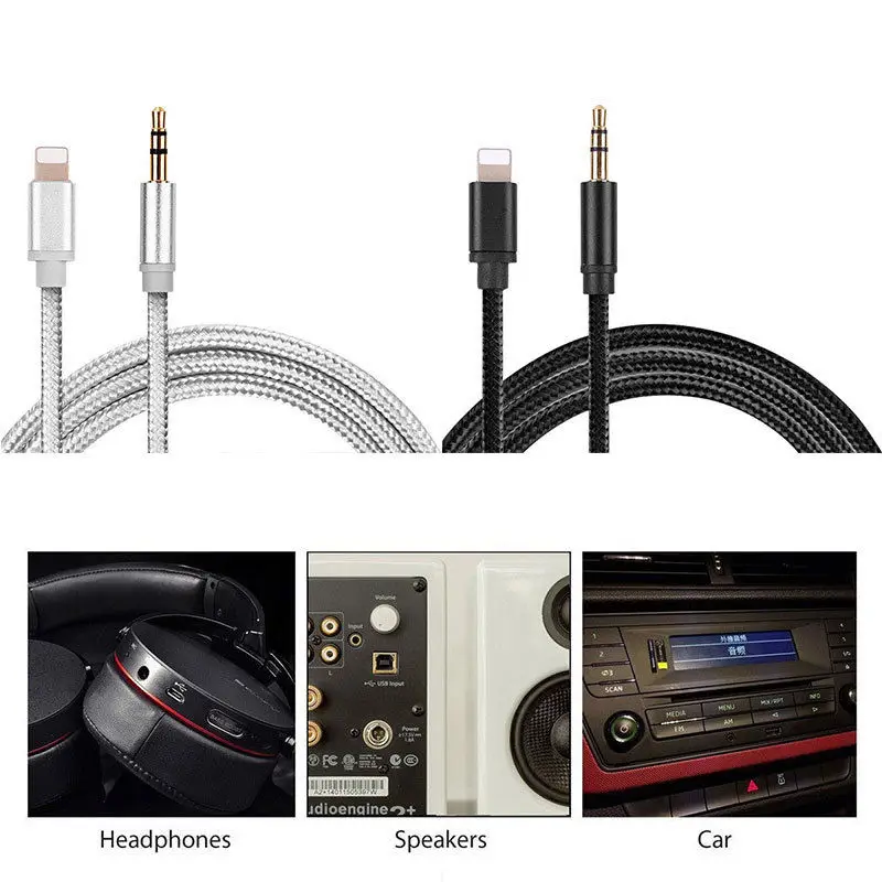 Lightning to 3.5mm Jack Male to Male Audio AUX Lead Cable Audio Cable Auxiliary Stereo Cord for IPhone XS Max XR 7 Plus 8 X 6 6S Lightning to 3.5mm Jack Male to Male Audio AUX Lead Cable Audio Cable Auxiliary Stereo Cord for IPhone XS Max XR 7 Plus 8 X 6 6S