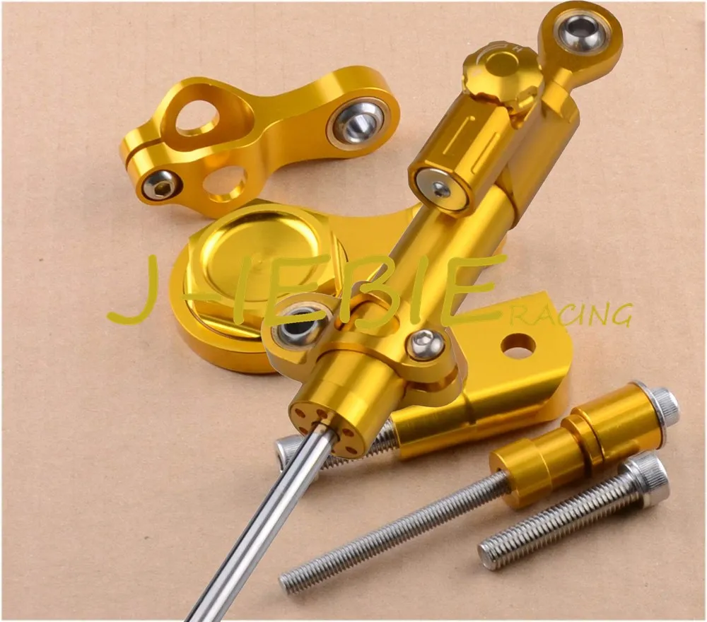 CNC Steering Damper Stabilizer and Gold Bracket Mounting For Yamaha YZF R6 2006 2016 2007 2008