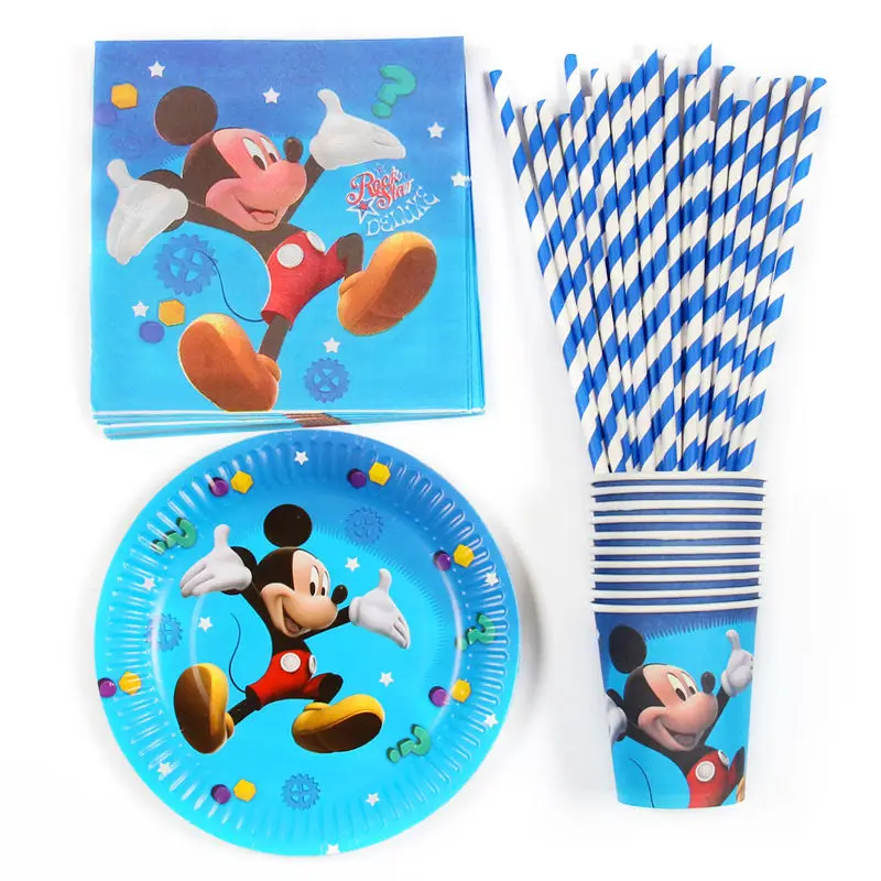 

85pcs 20 person happy birthday kids Mickey mouse baby shower party decoration set paper napkins straws cups plates supplies