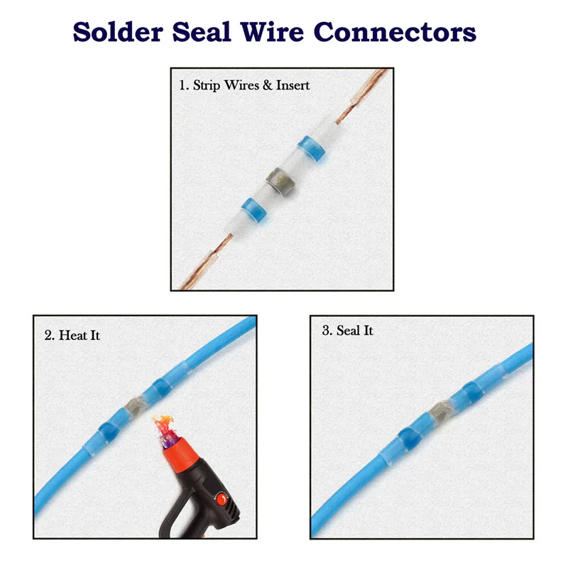 40 шт. термоусадочные стыковые клеммы 26-10 AWG водонепроницаемый Изолированный Кабельный соединитель припой уплотнение провода разъемы комплект