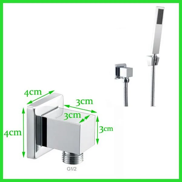 Handheld Shower Hose Bracket Holder Connector Brass Chrome Wall Elbow With Hose + Copper Hand