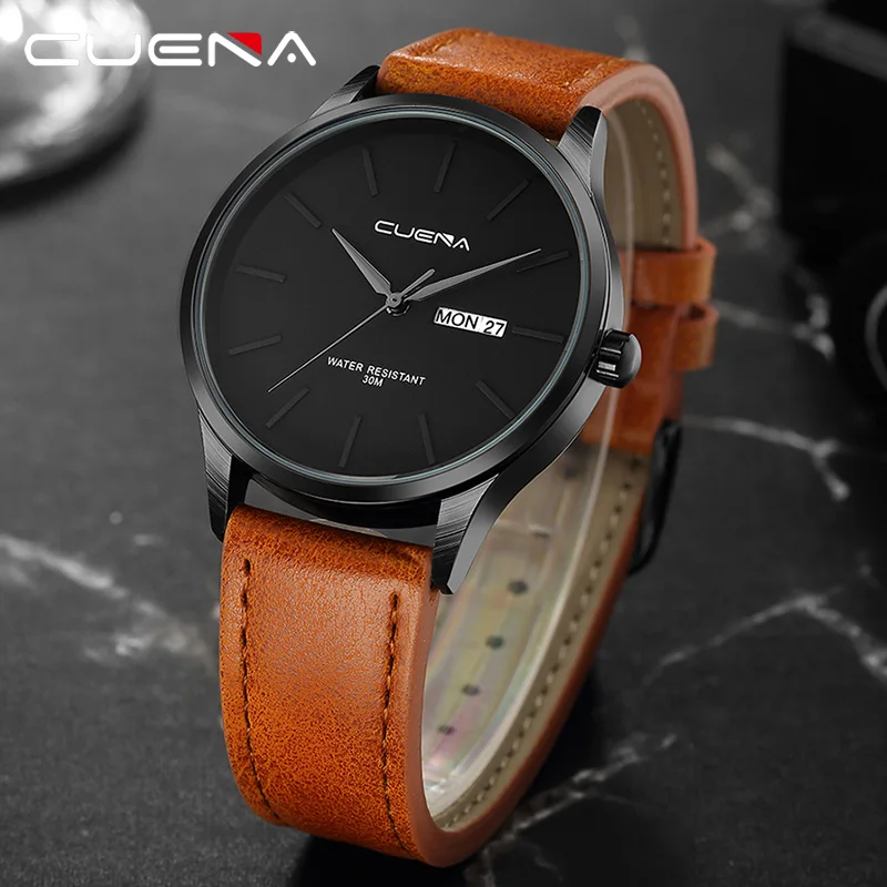 CUENA Fashion Quartz Watches Men Luxury Brand Waterproof Leather Strap Men's Wrist Watch Relogio Masculino Male Clocks Man 2018 CUENA Fashion Quartz Watches Men Luxury Brand Waterproof Leather Strap Men's Wrist Watch Relogio Masculino Male Clocks Man 2018