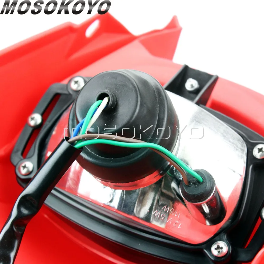 H4 35 Вт красная фара обтекатель внедорожных мотоциклов фара ENDURO для Yamaha Honda XR CRF 125 CRM FMX 250 450 200 650