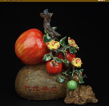 

12''chinese ceramic pottery Painting handcraft home decorate fruit apple statue