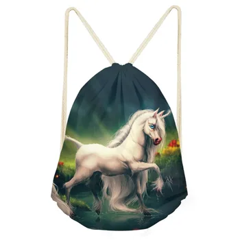 

New Cartoon Printed Horse Fashion Portable Drawstring bags Girls Boys Causal School Bag Women Travel Pouch High Quality Backpack