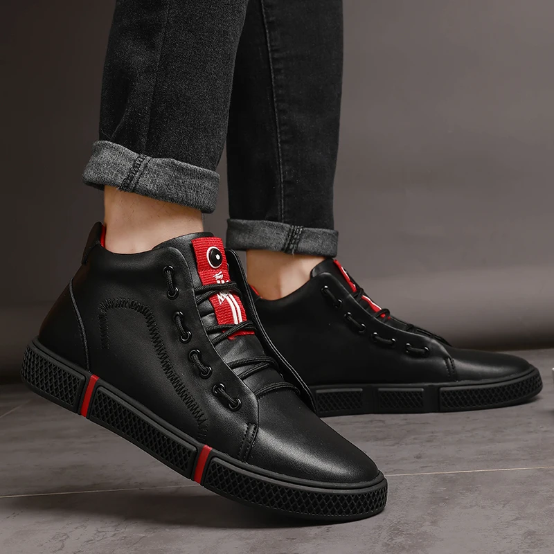 

Fashion Autumn Winter Warm Fur Vintage Motorcycle Boots outdoor Male Martin Shoes Men Snow boots High Top Men's ankle Boots j3