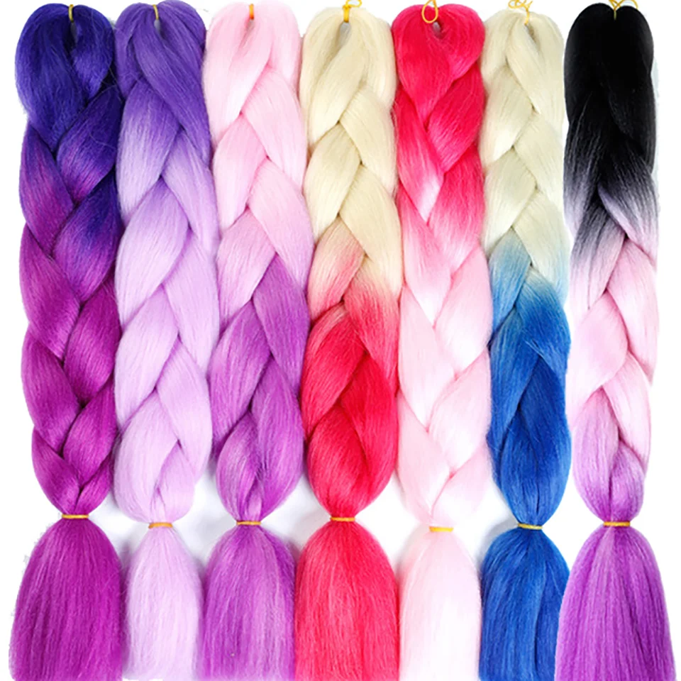 

JINKAILI WIG 24inch Monochrome Big Braids Synthetic Heat Resistant Hair Braids sliver Crochet Hair For Crochet Braids