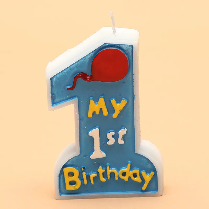 1 Pcs Lovely Boy Girl 1st Birthday Candle Children Kids Baby First Party Cake Decoration Digital | Дом и сад