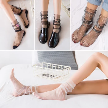 

Transparent Mesh Free Size Ultra-thin Sheer Adjustable Flower Comfortable Cool Elastic 1Pair 2019 New Design 5 Colors Soft